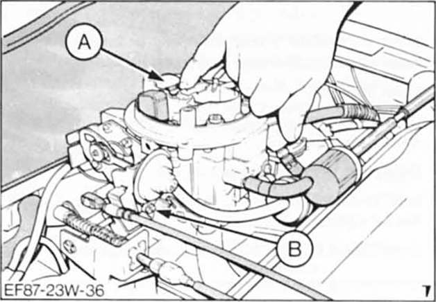 Ford Fiesta Reparaturanleitung. Handchoke/drehzahlüberböhung einstellen